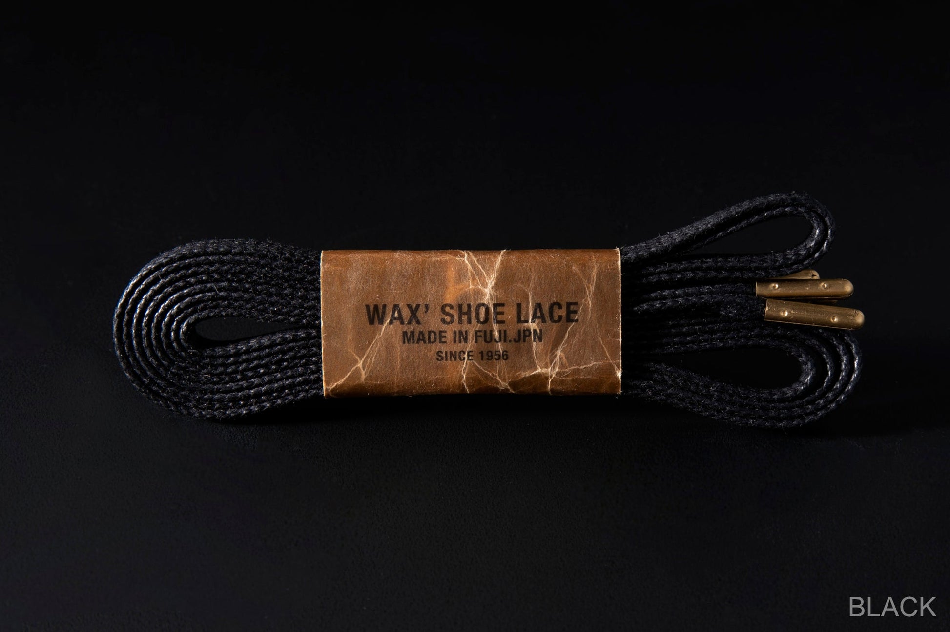 WAX' SHOE LACE -FLAT- BLACK